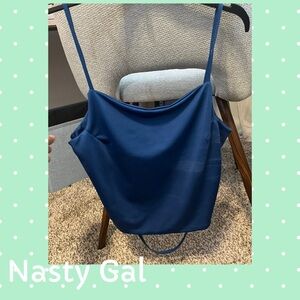 Nasty Gal Blue Crop Strap Top